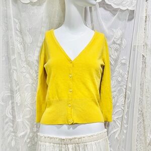 Mossimo Bright Yellow Diamond Button-Up Cardigan